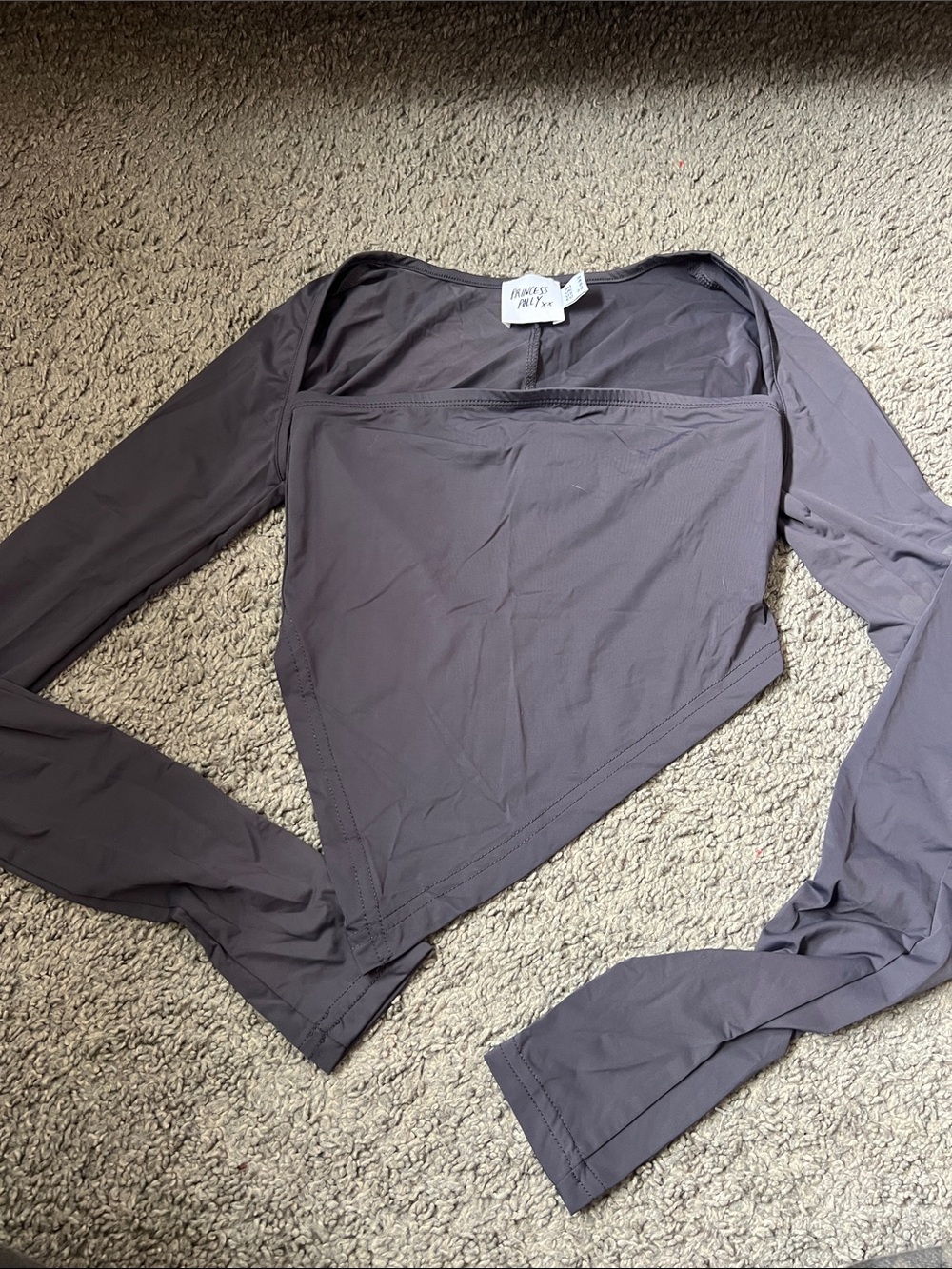 Princess Polly Charcoal Gray Asymmetric 2 piece Long Sleeve Tube Top